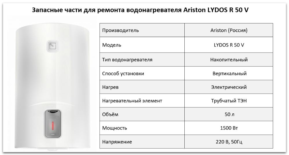 Купить запчасти Ariston LYDOS R 50 V в Улан-Удэ